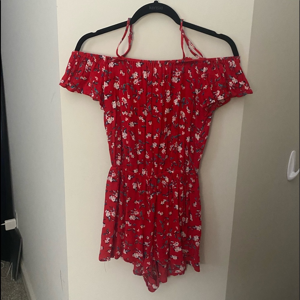 Red Floral Romper
